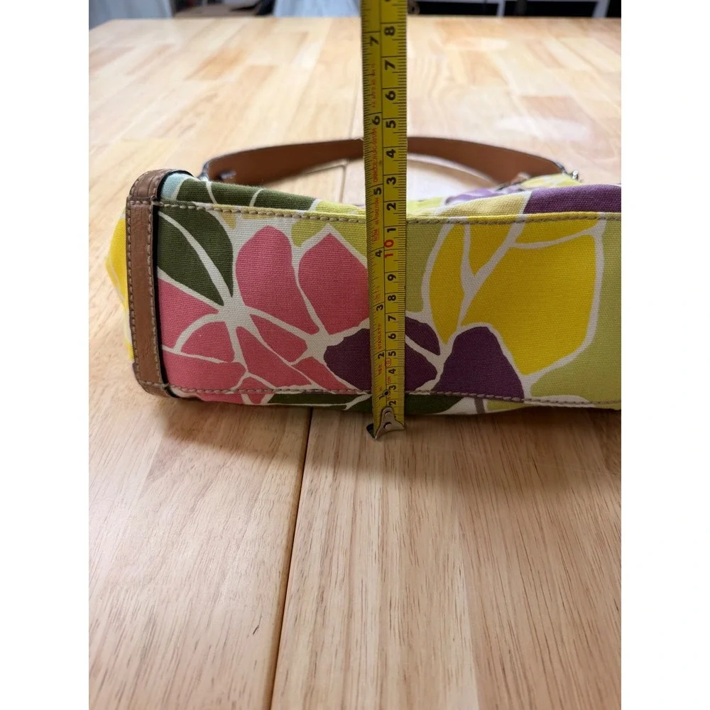 Vintage Y2K Boho Chic Fossil Floral Canvas Hobo Shoulder Bag
